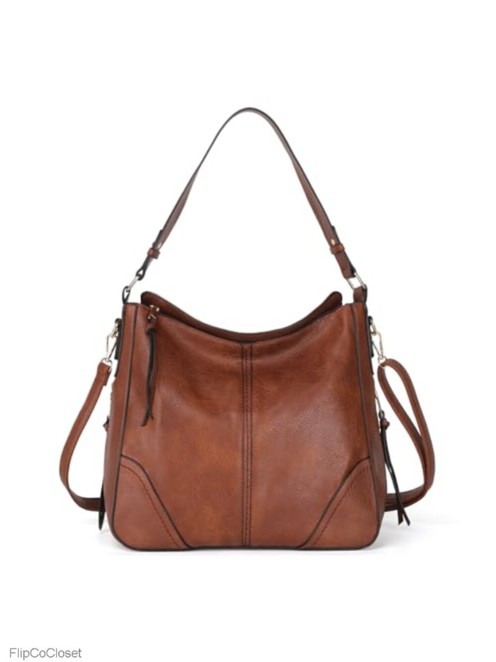 Vegan Leather Hobo Crossbody Bag Large Bucket Purse 9 Pockets Everyday Shoulder